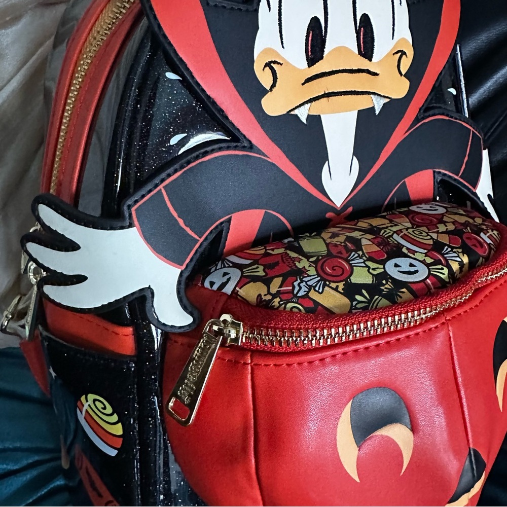 Disney Donald Duck Vampire Costume Halloween Candy Bucket Loungefly Back: NWT - Picture 2 of 9